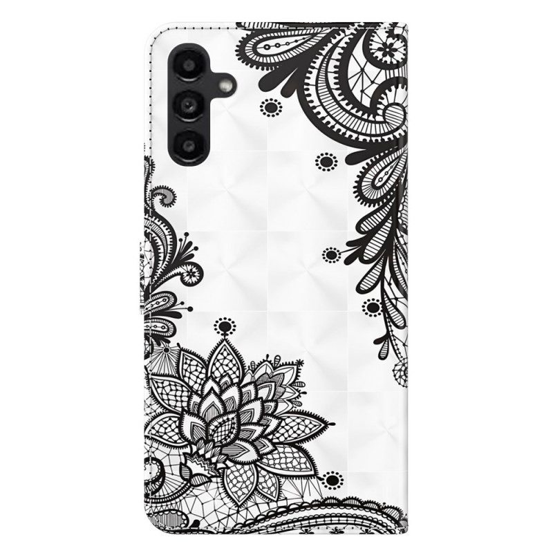 Flip Case Leren Samsung Galaxy A55 5g Kanten Bandje