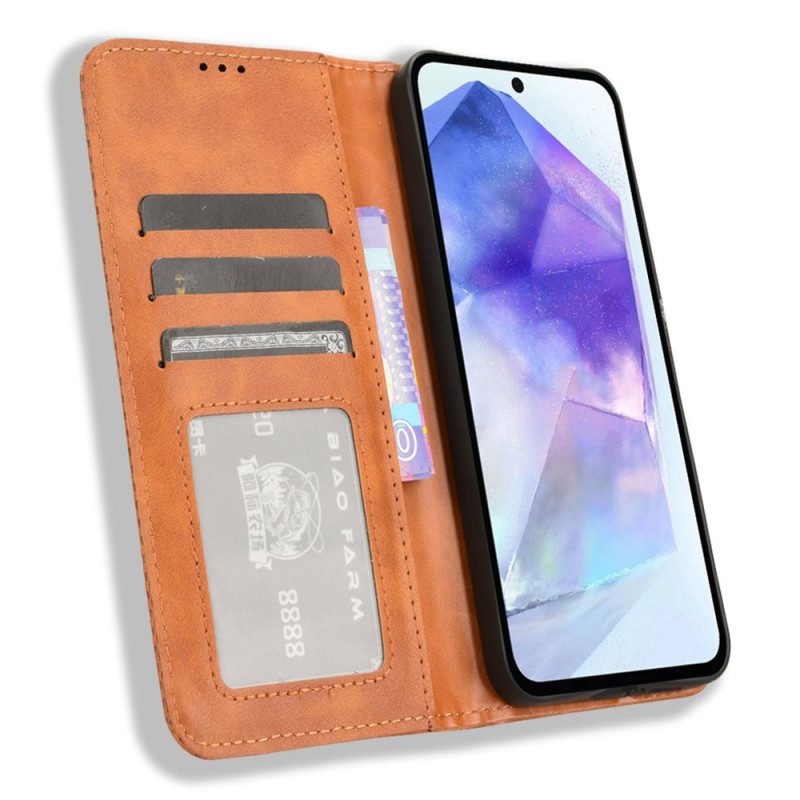 Folio-hoesje Samsung Galaxy A55 5g Retrostijl Bescherming Hoesje