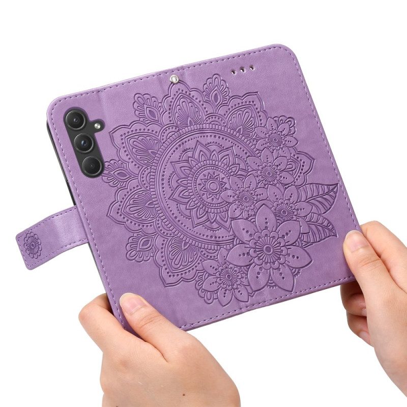 Folio-hoesje Samsung Galaxy A55 5g Telefoonhoesje Bloemenmandala Met Bandje