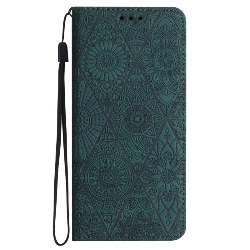 Folio-hoesje Samsung Galaxy A55 5g Telefoonhoesje Patchwork Met Bandje