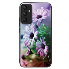 Hoesje Samsung Galaxy A55 5g Paarse Chrysant Gehard Glas Bescherming Hoesje