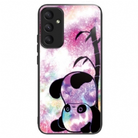 Hoesje Samsung Galaxy A55 5g Schattige Panda Van Gehard Glas Bescherming Hoesje