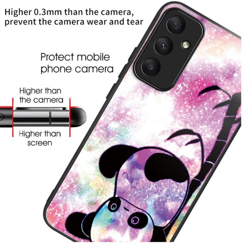 Hoesje Samsung Galaxy A55 5g Schattige Panda Van Gehard Glas Bescherming Hoesje