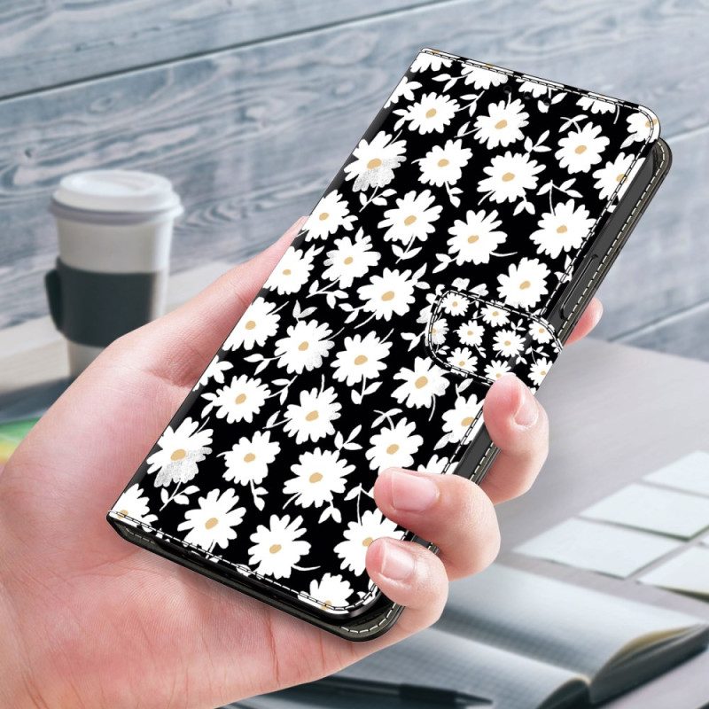 Leren Hoesje Samsung Galaxy A55 5g Bloemen