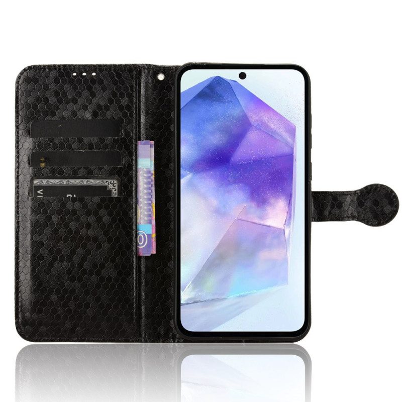 Leren Hoesje Samsung Galaxy A55 5g Glanzende Stippelband Bescherming Hoesje