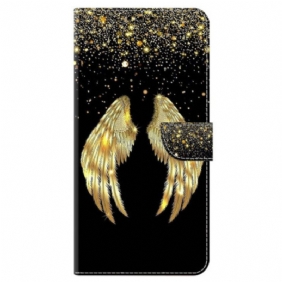 Leren Hoesje Samsung Galaxy A55 5g Gouden Vleugels Bescherming Hoesje