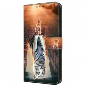 Leren Hoesje Samsung Galaxy A55 5g Kittendroom Bescherming Hoesje