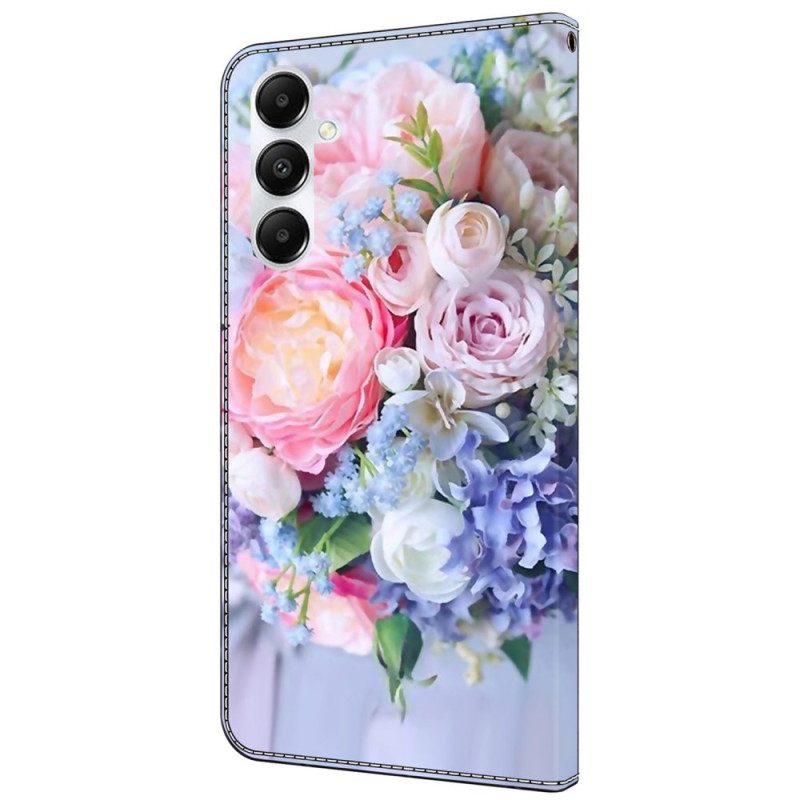 Leren Hoesje Samsung Galaxy A55 5g Kleurrijke Bloemen Bescherming Hoesje