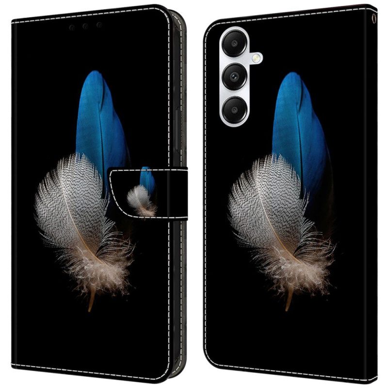 Leren Hoesje Samsung Galaxy A55 5g Twee Veren Bescherming Hoesje