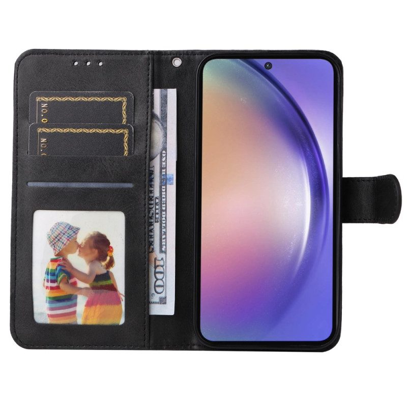 Leren Hoesje Voor Samsung Galaxy A55 5g Ledereffect Met Riem