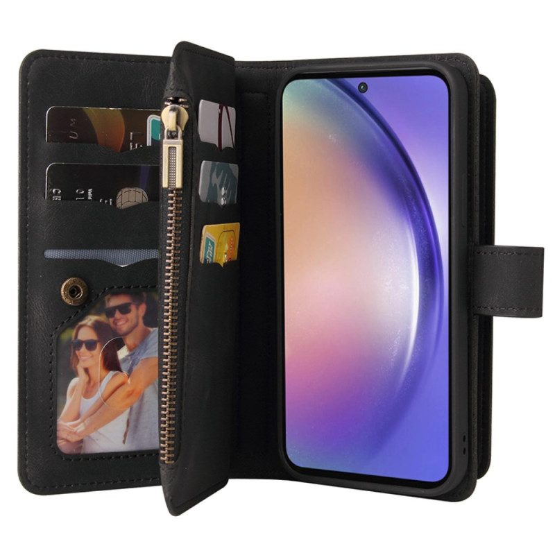 Leren Hoesje Voor Samsung Galaxy A55 5g Multifunctionele Riem