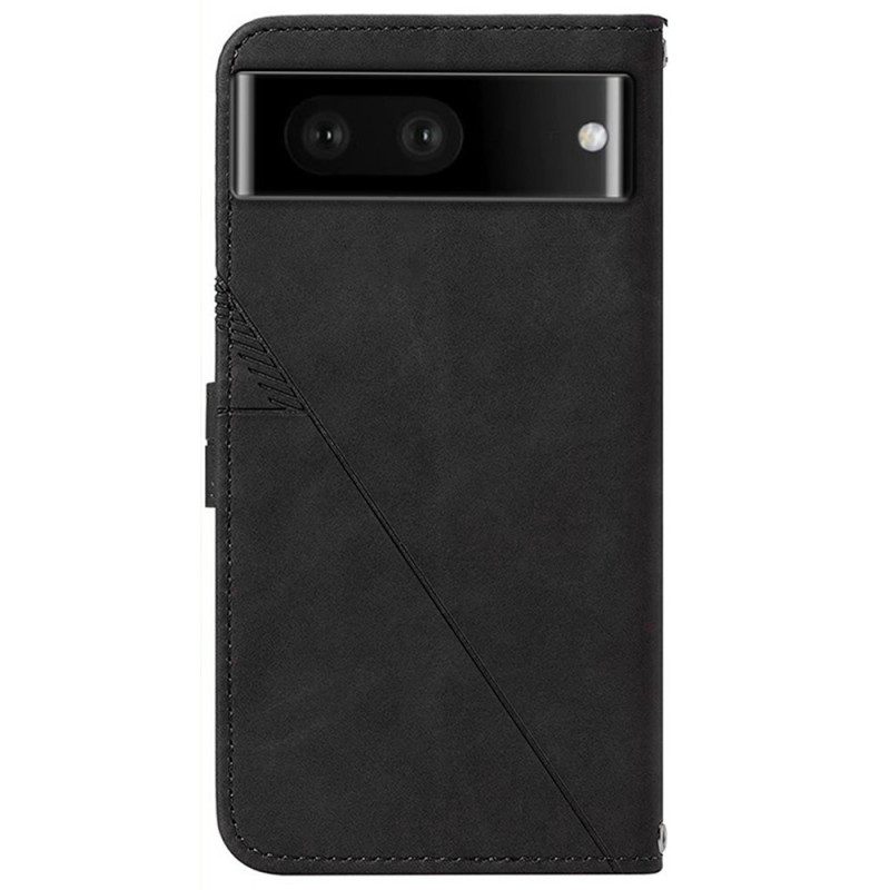 Flip Case voor Google Pixel 7 Driehoeken Met Schouderriem