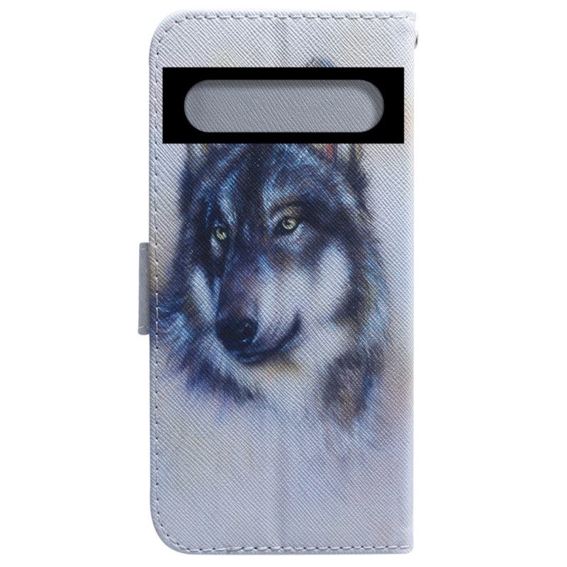 Folio-hoesje voor Google Pixel 7 Aquarel Wolf