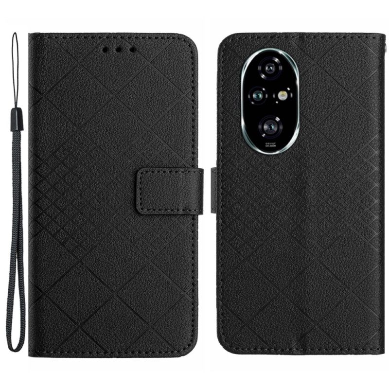 Folio-hoesje Honor 200 Pro Telefoonhoesje Diamantbandpatroon