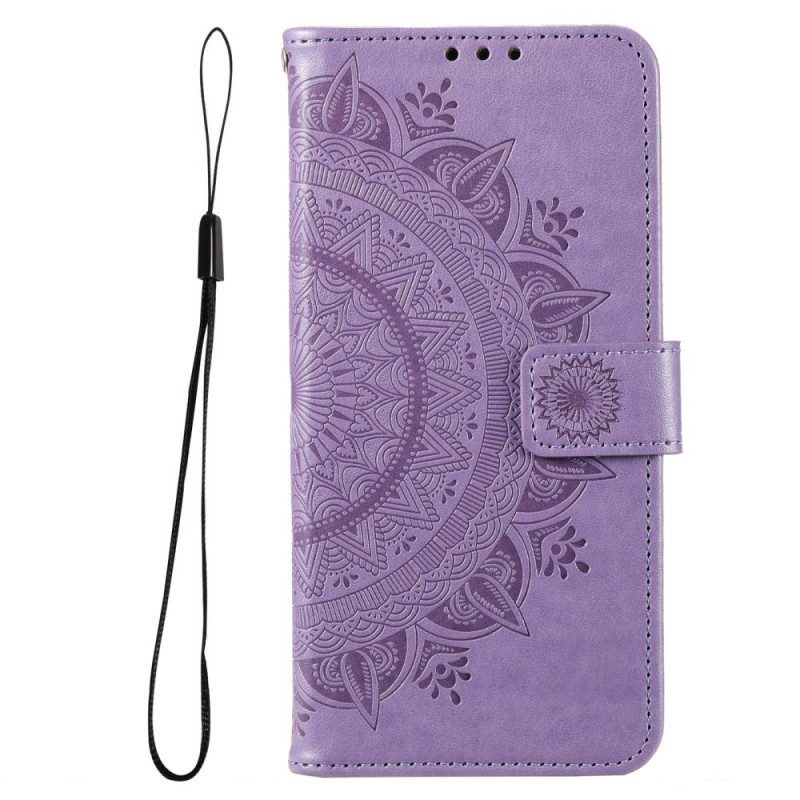 Folio-hoesje voor Samsung Galaxy M33 5G Met Ketting Strappy Zon Mandala