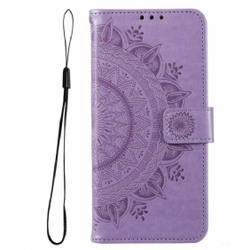 Folio-hoesje voor Samsung Galaxy M33 5G Met Ketting Strappy Zon Mandala