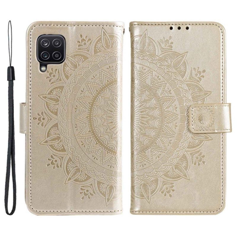 Folio-hoesje voor Samsung Galaxy M33 5G Met Ketting Strappy Zon Mandala