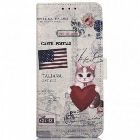 Folio-hoesje voor Samsung Galaxy M33 5G Reiziger Kat