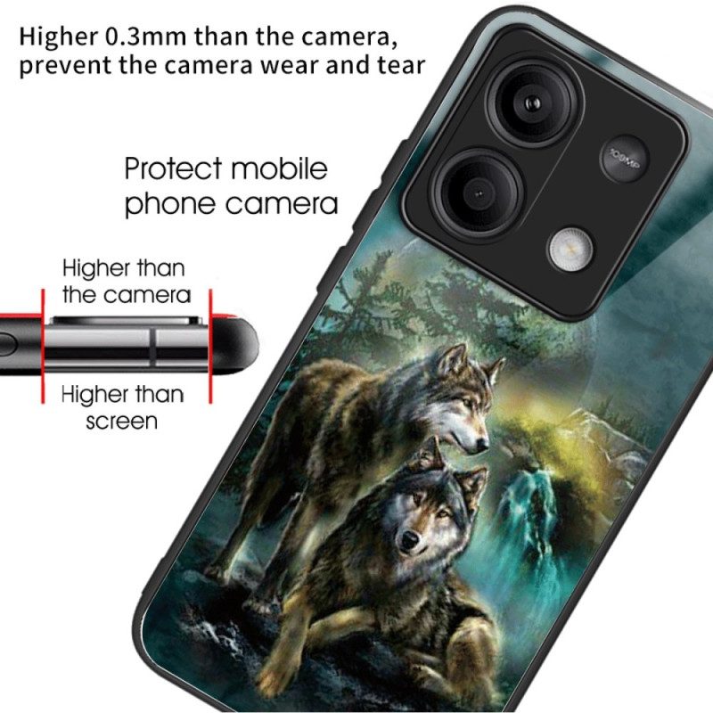 Cover Hoesje Xiaomi Redmi Note 13 5g Telefoonhoesje Wolfpatroon Van Gehard Glas