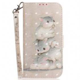 Flip Case Leren Xiaomi Redmi Note 13 5g Hamsters Met Riem