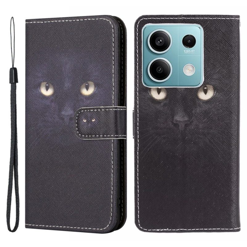 Flip Case Leren Xiaomi Redmi Note 13 5g Kattenogen Met Bandjes