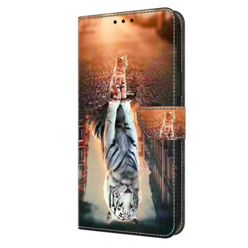 Flip Case Leren Xiaomi Redmi Note 13 5g Met 3d Kitten Dream-patroon