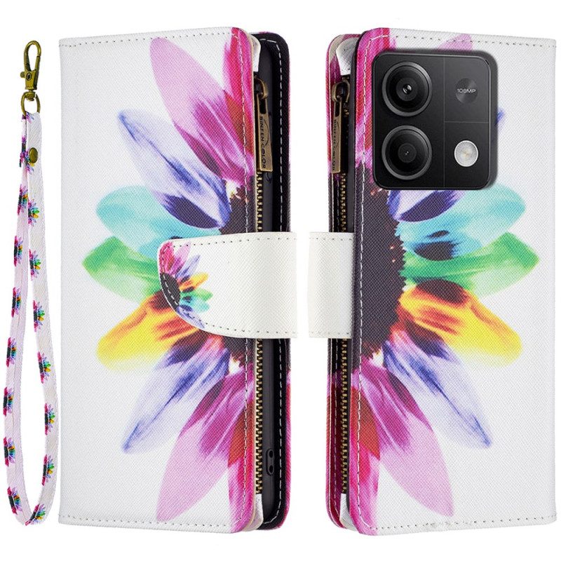 Folio-hoesje Xiaomi Redmi Note 13 5g Portemonnee Met Aquarelbloemen En Riem