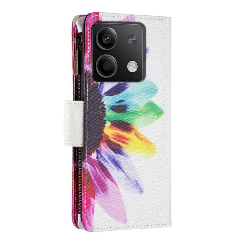 Folio-hoesje Xiaomi Redmi Note 13 5g Portemonnee Met Aquarelbloemen En Riem