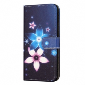 Folio-hoesje Xiaomi Redmi Note 13 5g Telefoonhoesje Maanbloemen Met Riem