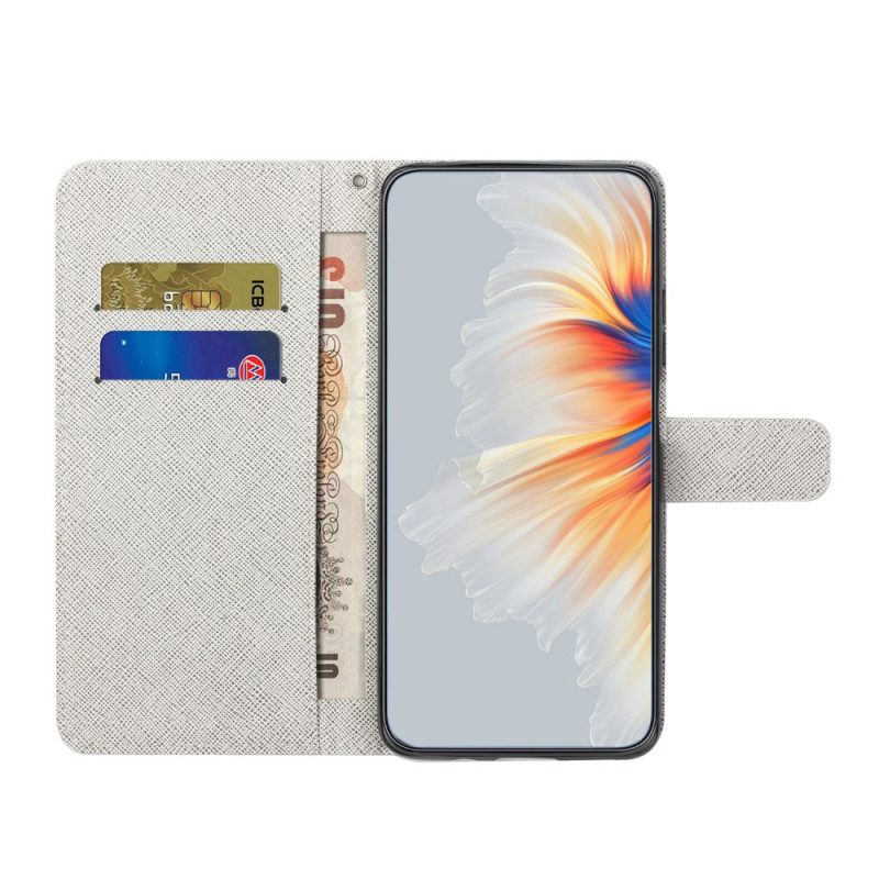 Folio-hoesje Xiaomi Redmi Note 13 5g Telefoonhoesje Maanbloemen Met Riem