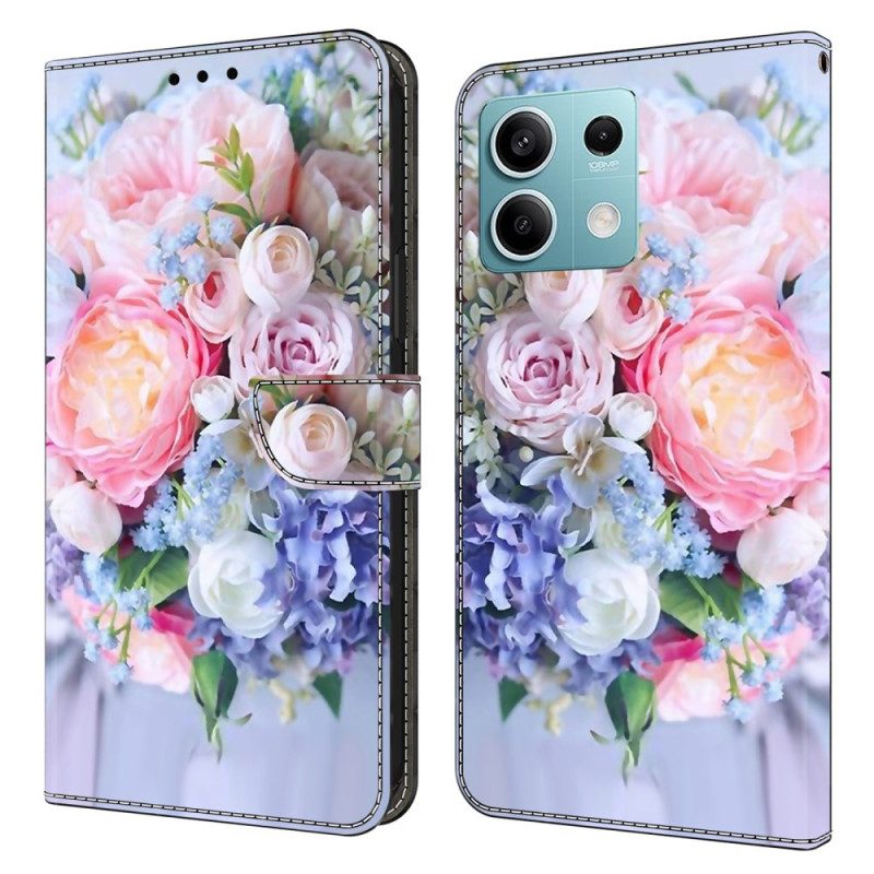 Folio-hoesje Xiaomi Redmi Note 13 5g Telefoonhoesje Pastelkleurige Bloemen