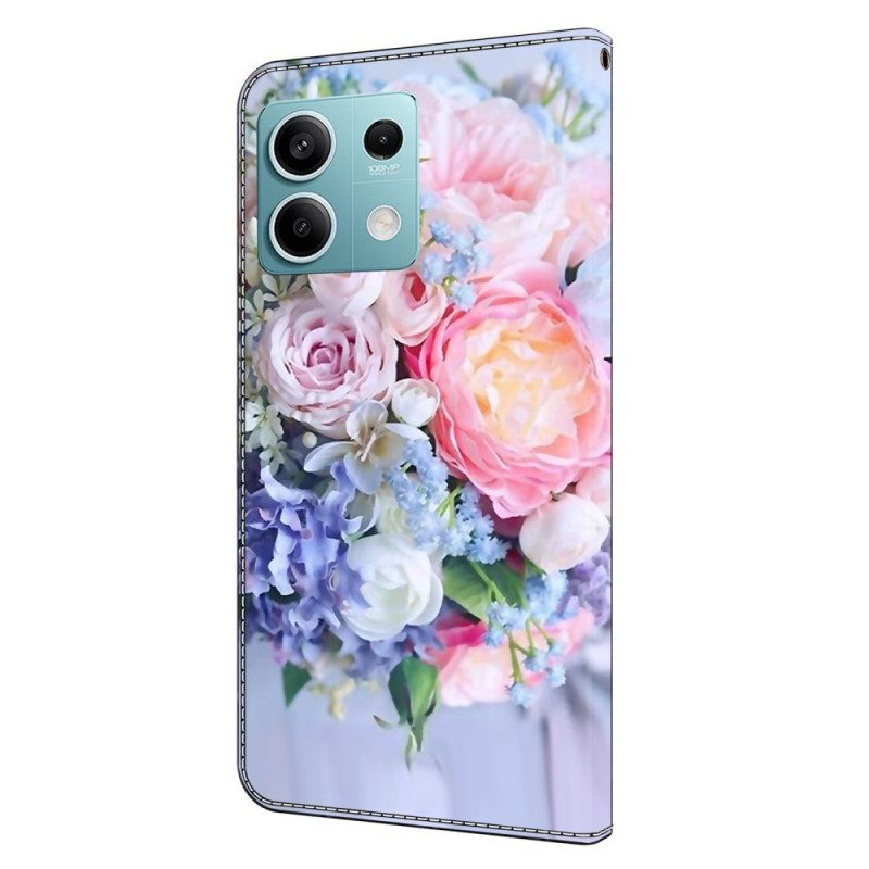 Folio-hoesje Xiaomi Redmi Note 13 5g Telefoonhoesje Pastelkleurige Bloemen