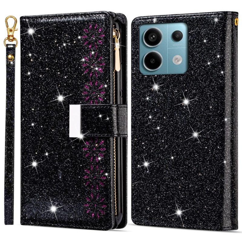 Folio-hoesje Xiaomi Redmi Note 13 5g Telefoonhoesje Portemonnee Met Glitterrits