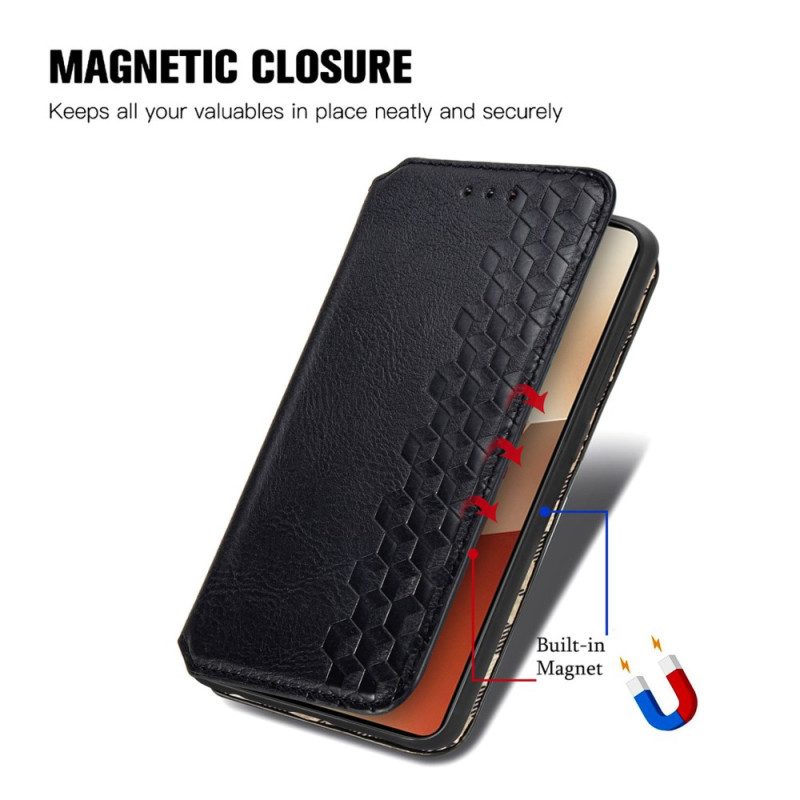 Folio-hoesje Xiaomi Redmi Note 13 5g Vintage Diamanten Met Leereffect Bescherming Hoesje