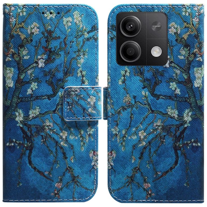 Leren Hoesje Voor Xiaomi Redmi Note 13 5g Abrikozenbloemen