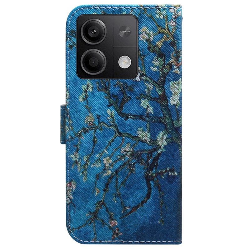 Leren Hoesje Voor Xiaomi Redmi Note 13 5g Abrikozenbloemen