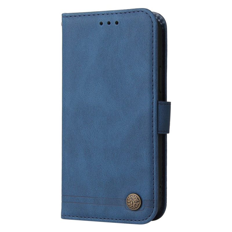 Leren Hoesje Voor Xiaomi Redmi Note 13 5g Decoratieve Riemklinknagel