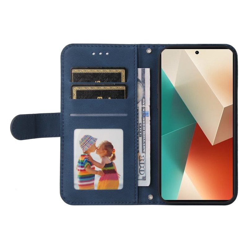 Leren Hoesje Voor Xiaomi Redmi Note 13 5g Decoratieve Riemklinknagel