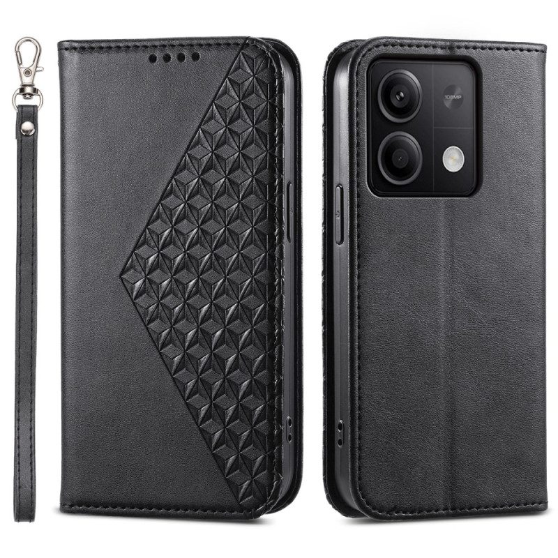 Leren Hoesje Voor Xiaomi Redmi Note 13 5g Diamantontwerp Met Bandjes