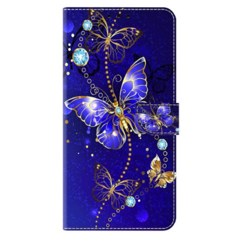 Leren Hoesje Voor Xiaomi Redmi Note 13 5g Diamantvlinders