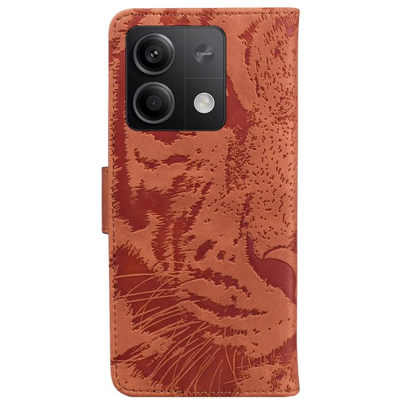 Leren Hoesje Voor Xiaomi Redmi Note 13 5g Tijgervoetafdruk