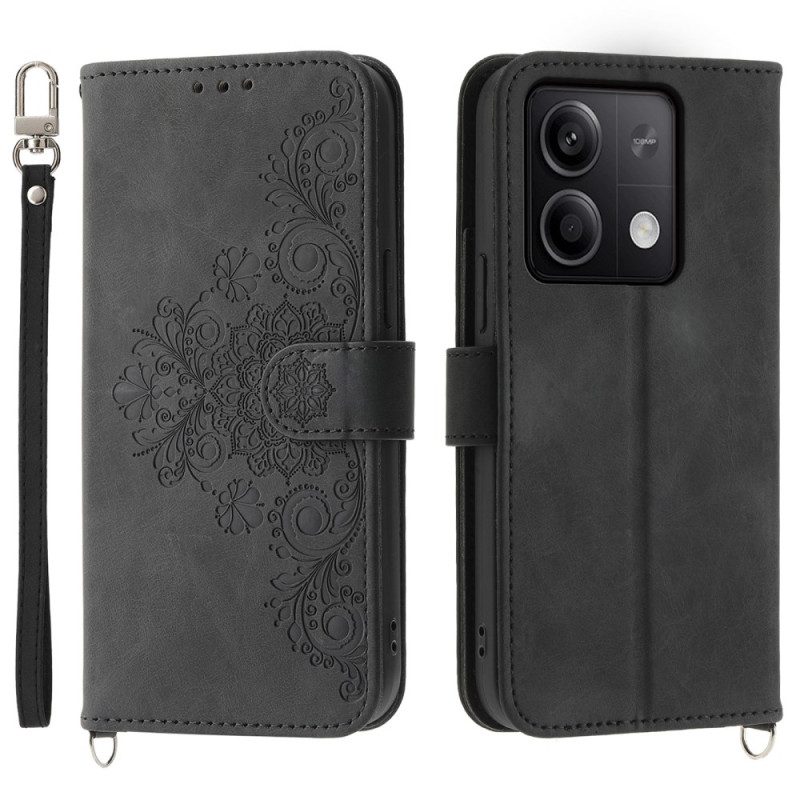 Leren Hoesje Xiaomi Redmi Note 13 5g Kant Met Band En Schouderband Bescherming Hoesje