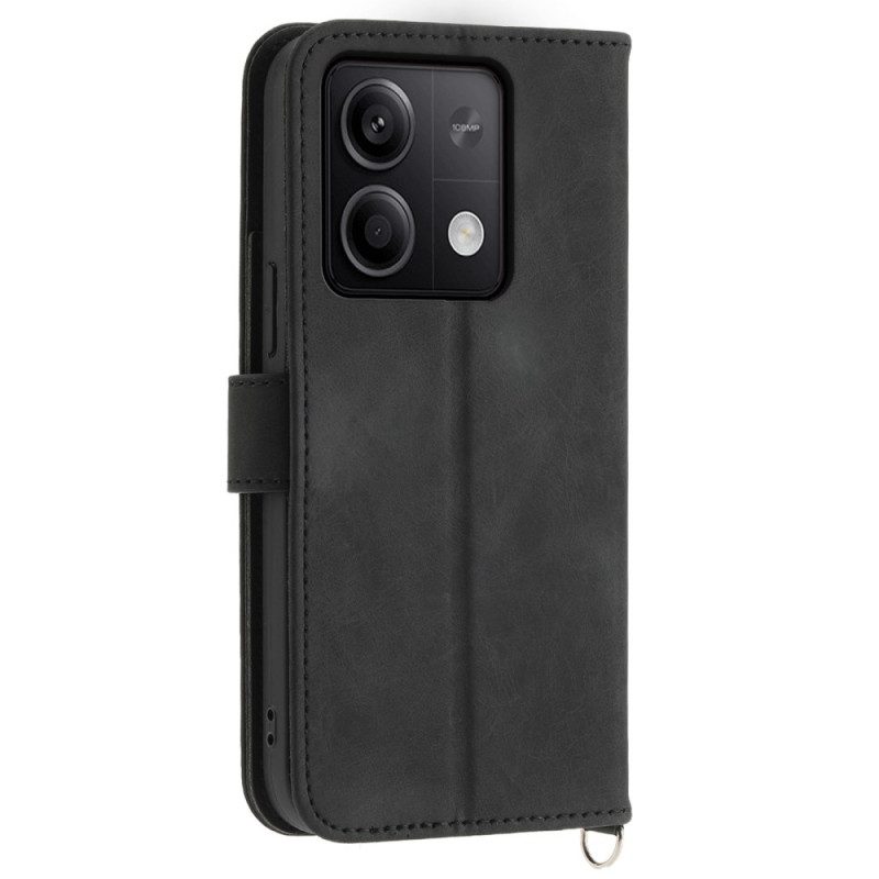 Leren Hoesje Xiaomi Redmi Note 13 5g Kant Met Band En Schouderband Bescherming Hoesje