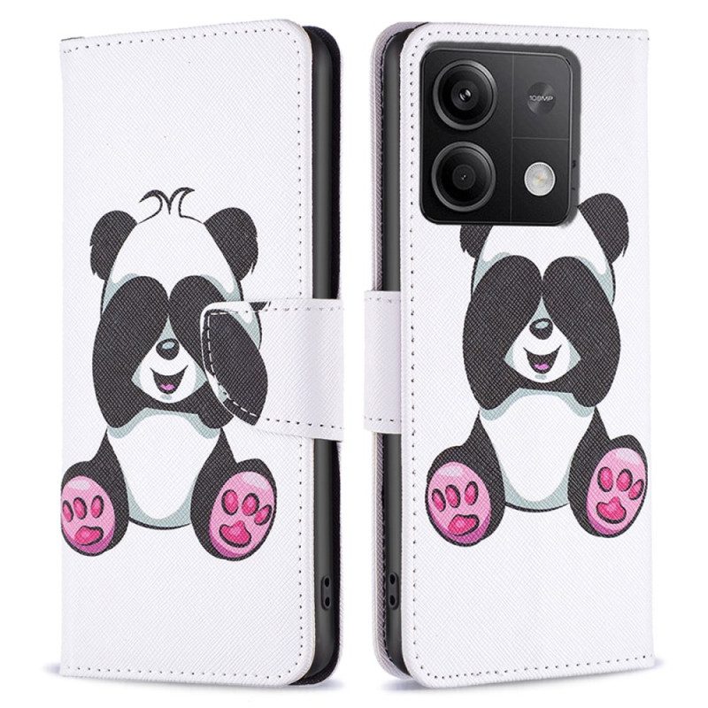 Leren Hoesje Xiaomi Redmi Note 13 5g Kleine Panda Bescherming Hoesje