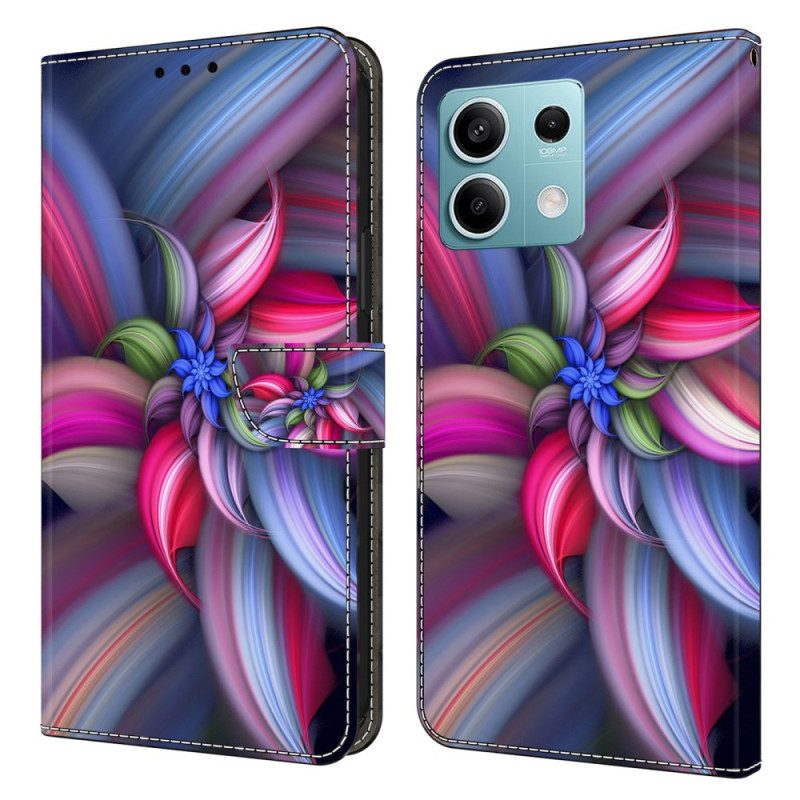 Leren Hoesje Xiaomi Redmi Note 13 5g Kleurrijke Bloemen