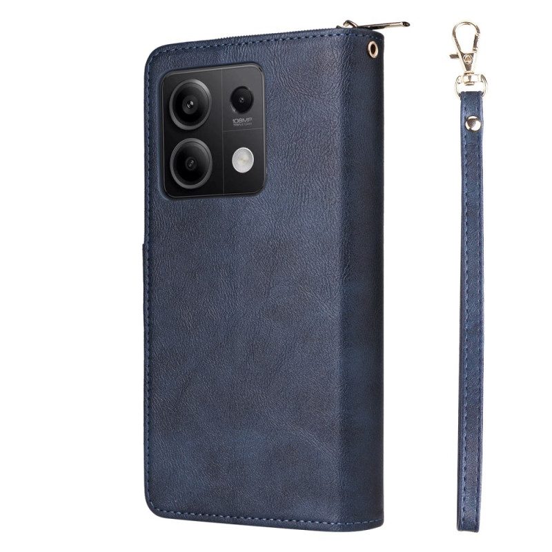 Leren Hoesje Xiaomi Redmi Note 13 5g Portemonnee Met Ritssluiting En Riem Bescherming Hoesje