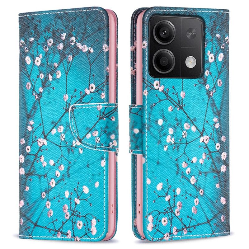 Leren Hoesje Xiaomi Redmi Note 13 5g Pruimenbloesem Bescherming Hoesje