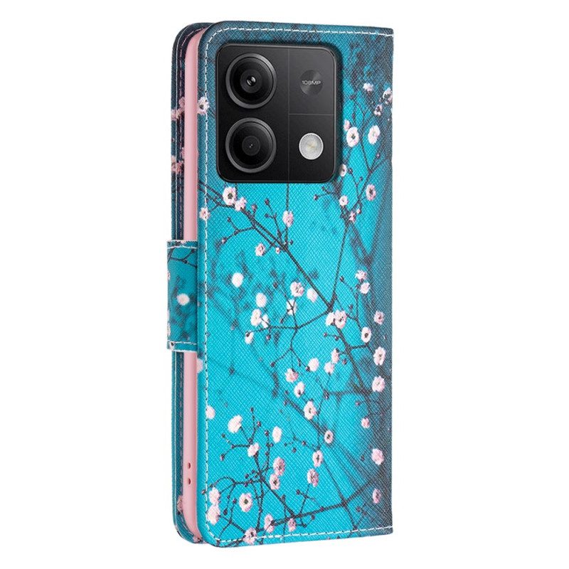 Leren Hoesje Xiaomi Redmi Note 13 5g Pruimenbloesem Bescherming Hoesje