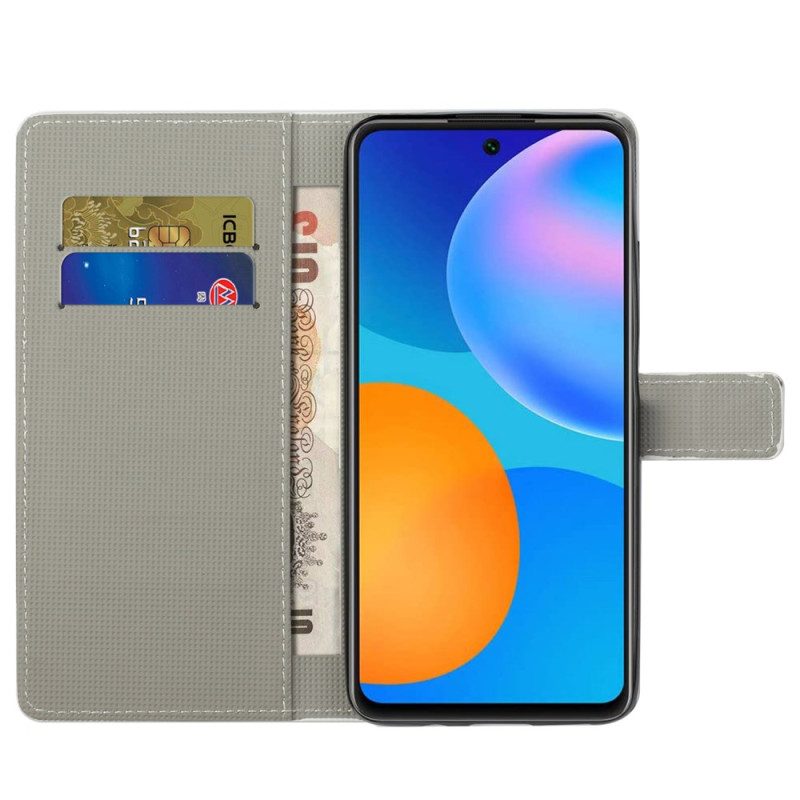 Leren Hoesje Xiaomi Redmi Note 13 5g Vlinders Op Zwarte Achtergrond Bescherming Hoesje