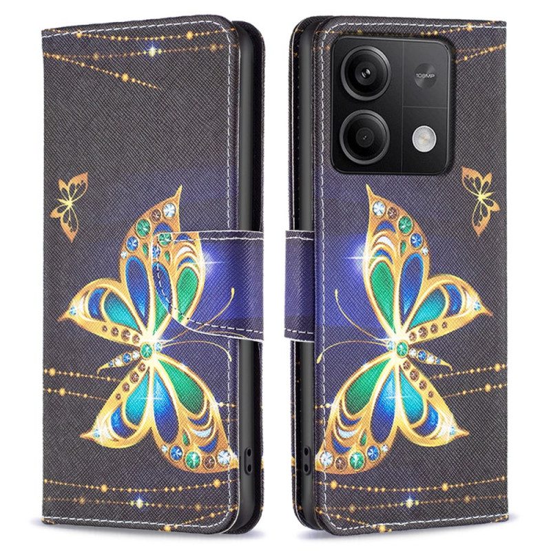 Leren Hoesje Xiaomi Redmi Note 13 5g Vlinders Sieraden